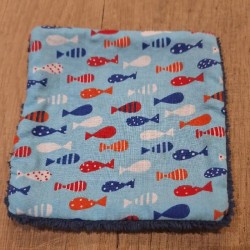 Lingette lavable coton et bambou - Imprimé Poisson Bleu