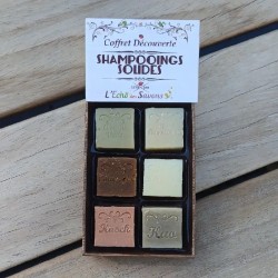 Coffret découverte LES SHAMPOINGS SOLIDES - Coffret ouvert avec fiche explicative du contenu