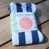 Turban 100% Coton pour les cheveux - Rayures Marine Blanc - Seul