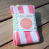 Turban 100% Coton pour les cheveux - Rayures Marine Blanc - Rose