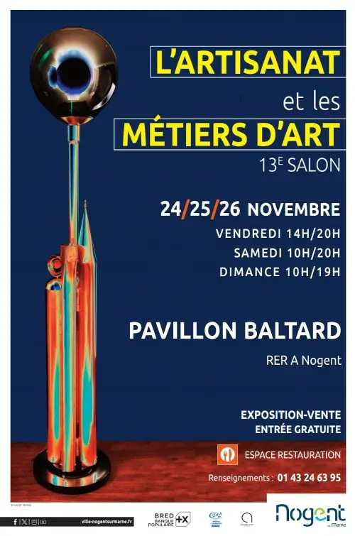 Affiche du 13e salon de l'Artisanat et des Métiers d'Art au Pavillon Baltard à Nogent-sur-Marne