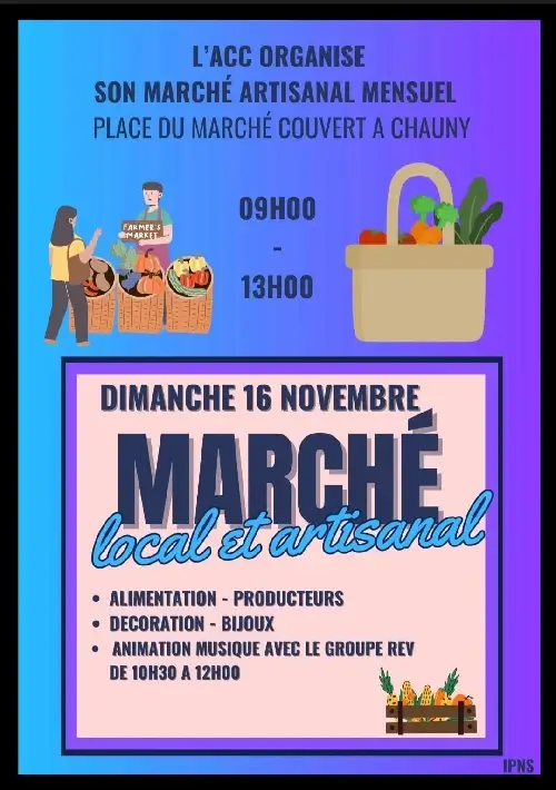 Affiche du Marché Local et Artisanal de Chauny en novembre 2025