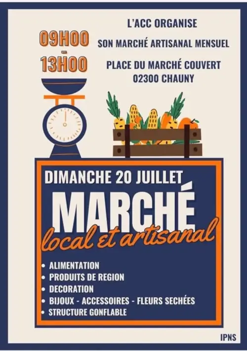 Affiche du Marché Artisanal de Chauny - Juillet 2025