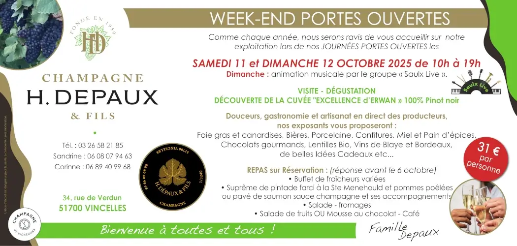 Affiche des Portes Ouvertes de la Maison de Champagne DEPAUX & Fils d'Octobre 2025