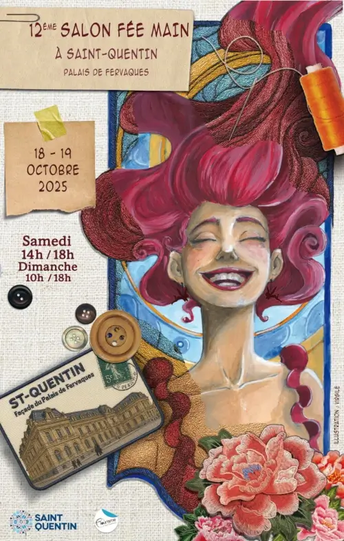 Affiche du 1Ze Salon Fee Main au Palais de Fervaques à Saint-Quentin les 18 et 19 octobre 2025