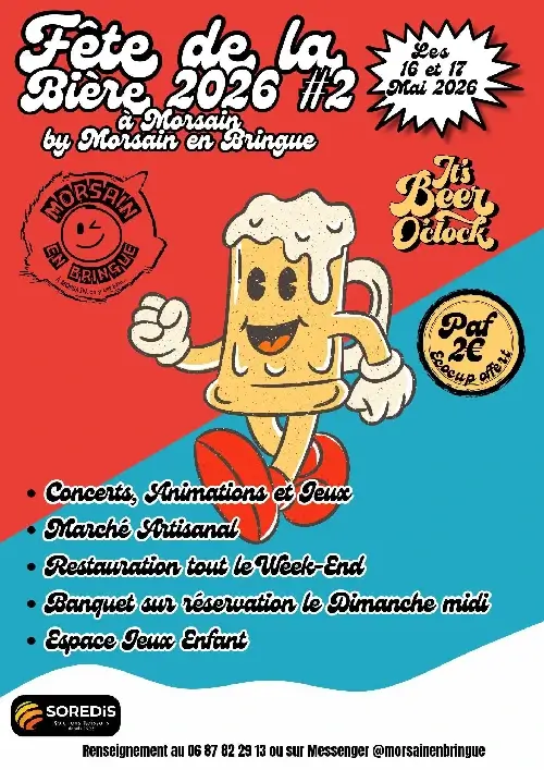Affiche de la 2e Fête de la Bière de Morsain (02) les 16 et 17 Mai 2026