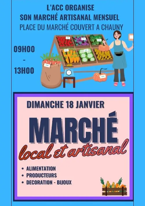 Affiche du Marché Artisanal et Local de l'Association des Commerçants de Chauny
